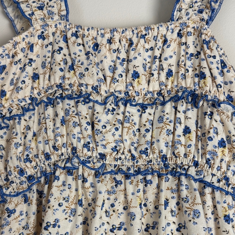 Japna Women's Blue Beige Floral Ruched Sundress Size M - Picture 7 of 14